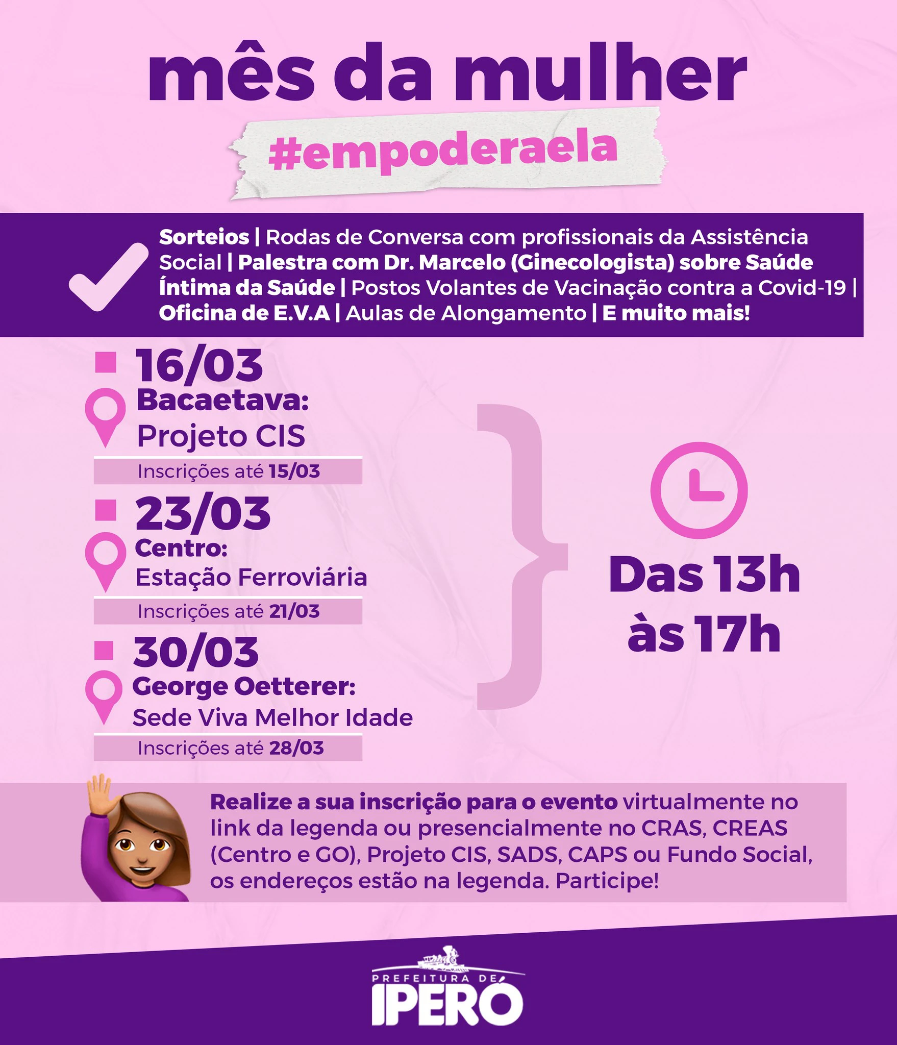 Em alusão ao mês da mulher, Prefeitura promove o projeto “Empodera Ela” com diversas ações