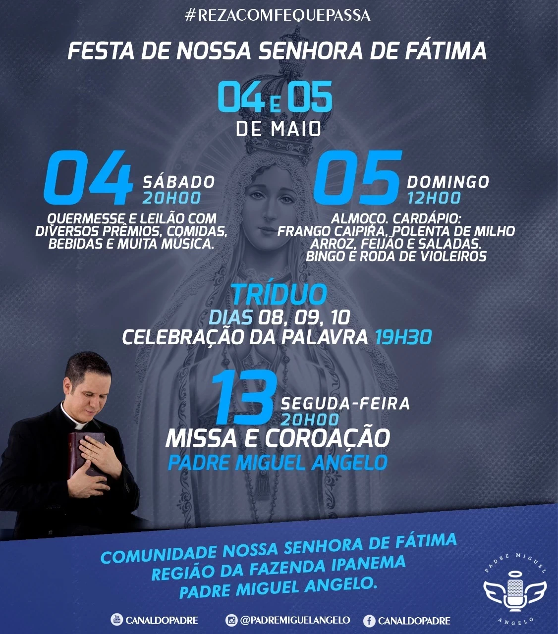 Festa em Louvor a Nossa Senhora de Fátima acontece no próximo final de semana em Iperó