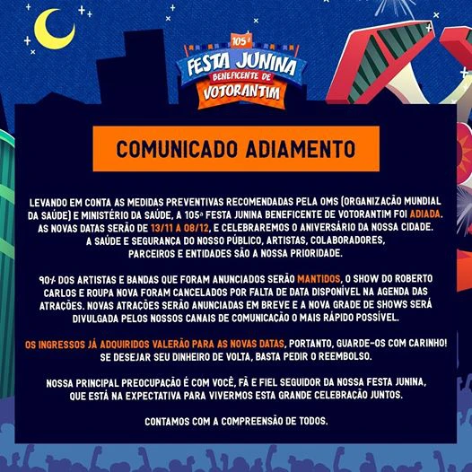 Festa Junina de Votorantim é adiada