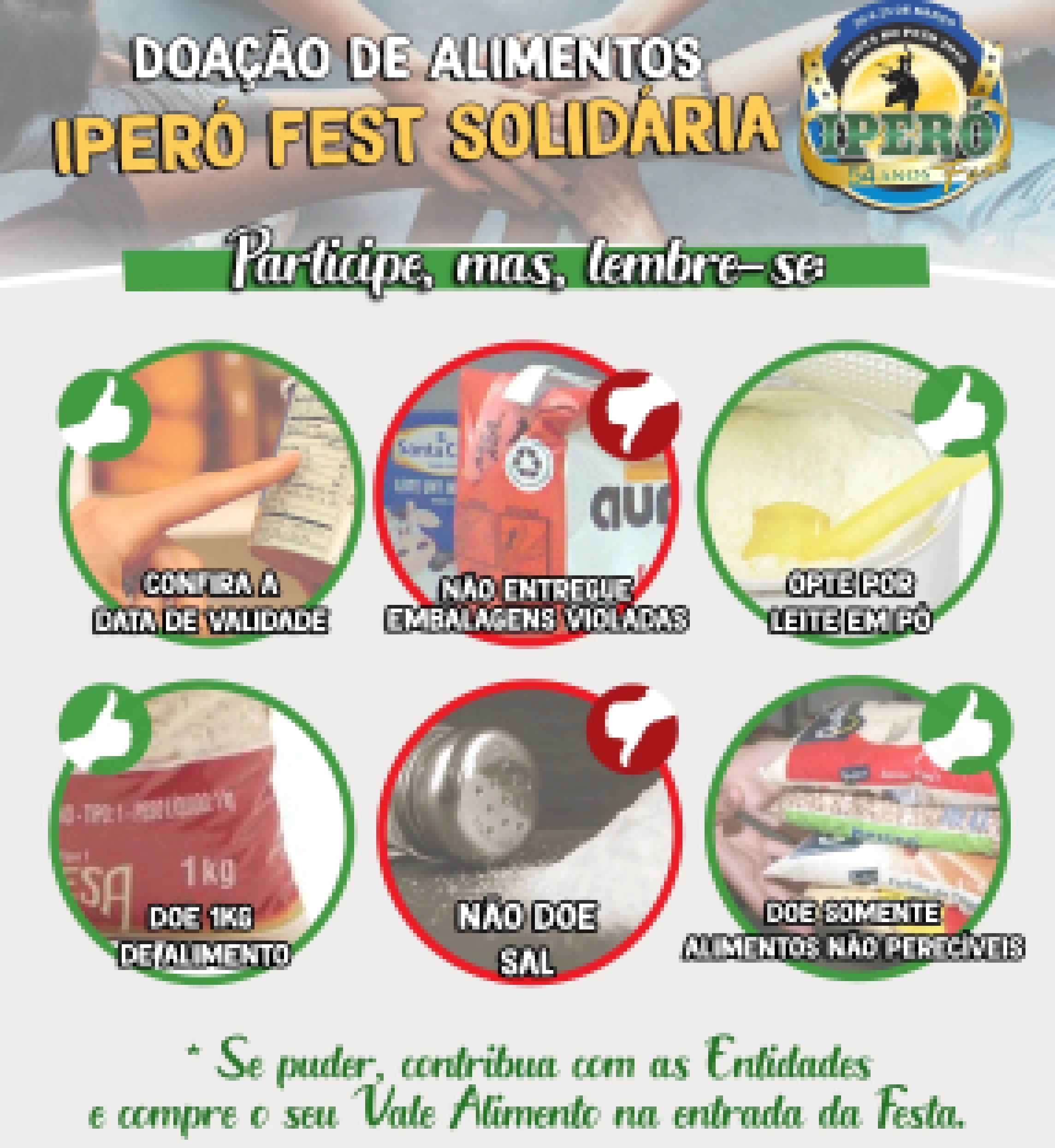 Fundo Social alerta sobre estado dos alimentos que devem ser doados na Iperó Fest