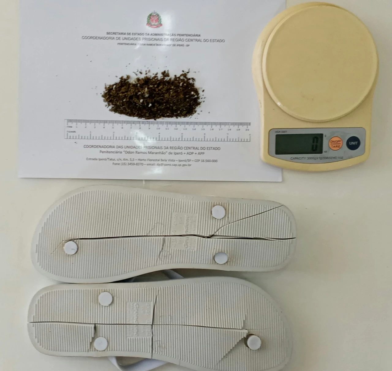 Pai envia maconha em solado de chinelo para preso da penitenciária de Iperó
