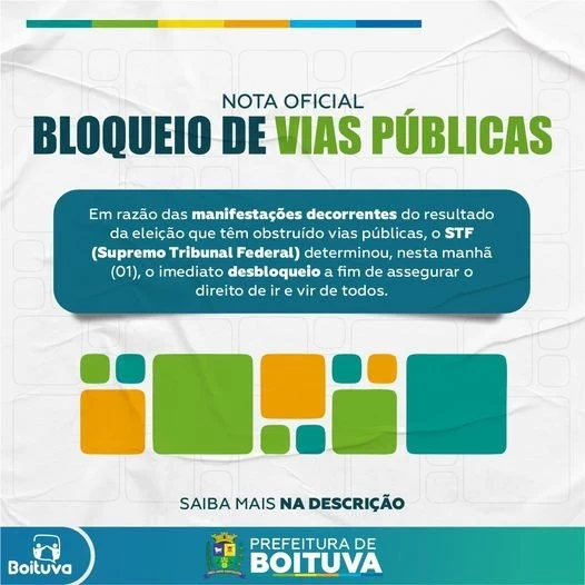 Prefeitura de Boituva divulga nota oficial sobre o bloqueio de vias