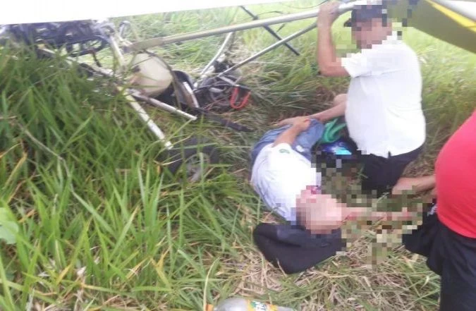 Piloto fratura fêmur após queda de ultraleve no bairro Bananal