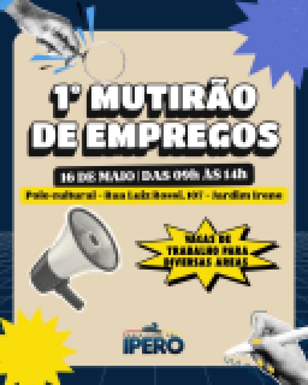 1º Mutirão de Empregos da história de Iperó acontece nesta sexta-feira (16) no Polo Cultural