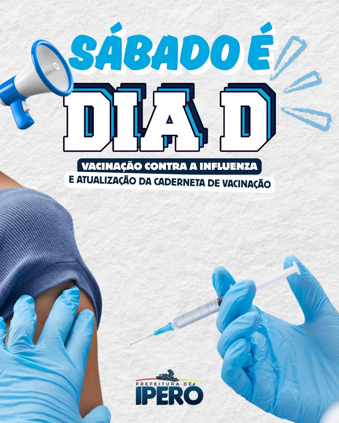 Iperó realiza no próximo sábado (10) o "Dia D" de vacinação contra gripe (Influenza) e atualização  da caderneta  vacinal