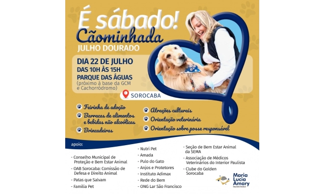 Maria Lucia Amary realizará Cãominhada “Julho Dourado” no Parque das Águas em Sorocaba