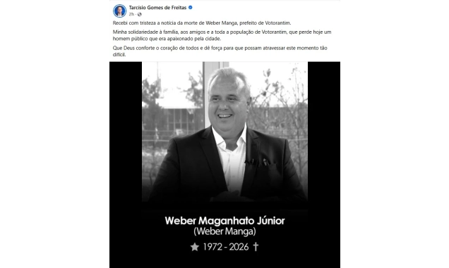 Tarcísio de Freitas publica nota de pesar após morte de Weber Manga